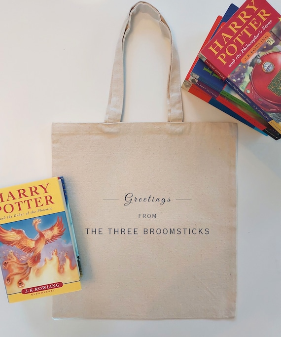 Harry Potter THREE BROOMSTICKS Tote Bag | Ideal Bookish Hogwarts Gift for JK Rowling Fans | Gryffindor Hufflepuff Ravenclaw Slytherin Merch