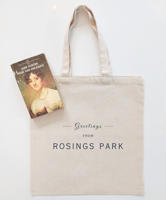 Jane Austen Pride and Prejudice ROSINGS PARK Tote | Literary Gift for Bookworm | Ideal for Romance Reader | Regency Era Gift | Bookish Merch