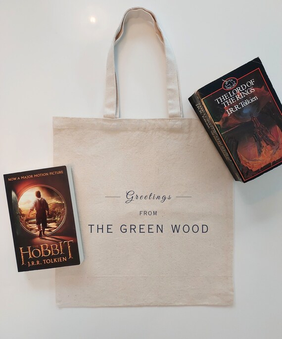 The Hobbit GREEN WOOD Tote | Perfect Gift for Tolkien Fan | LOTR Merch | Middle Earth Bag for Fantasy Book Readers | Lord of Rings Aesthetic