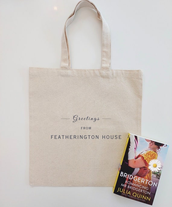 Bridgerton FEATHERINGTON HOUSE Tote | Regency Era Gift | Lady Whistledown Wedding Bachelorette Party | Polin Merch | Romance Reader Book Bag