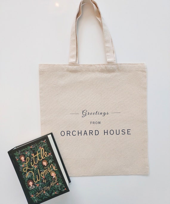 Little Women ORCHARD HOUSE Tote Bag | Louisa May Alcott Gifts | Jo March Meg Beth Amy Sisters | Timothee Chalamet Merch | Bookish Reader Bag