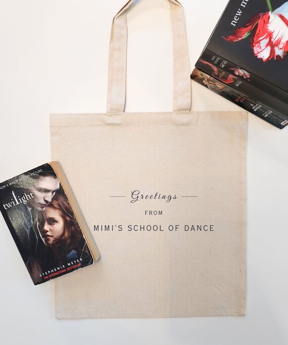 Twilight MIMI'S SCHOOL of DANCE Tote Bag | Twilight Saga Merch | Edward Cullen Bella Swan Gift | Halloween Bag | Forks Tote | Bookish Gift