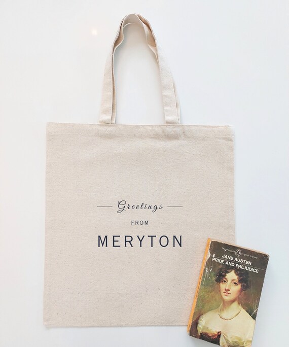 Jane Austen Pride and Prejudice MERYTON Tote Bag | Literary Gift for Bookworm | Ideal for Romance Readers | Regency Era Gift | Bookish Merch