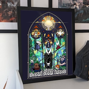 Illustrationstryck av Hollow Knight, indie-videospel, Silksong, The Knight Hornet Cornifer Quirrel Zote Cloth, silverstämpeltryck av bestruket papper A4 (210 x 297 mm)
