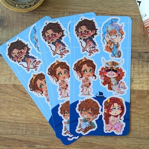 Epic The Musical Sticker Pack, Stickervel, Odysseus Penelope Telemachus Athena Hermes Circe, schattige chibi epische fantasie de odyssee