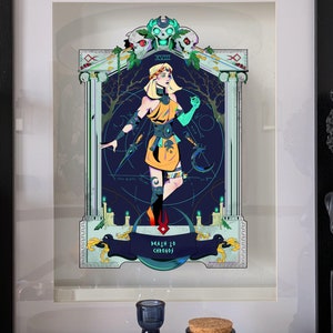 Hades 2 illustration print, videogame, Mellinoe, Hades II Melinoë, Chronos mythology greek, silver foil premium print coated paper, goddess
