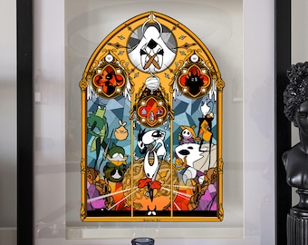 Hollow Knight, Silksong merch, Hornet Illustration Print, Hollow knight merch, stained glass, flea green prince Shakra Sherma Garmond