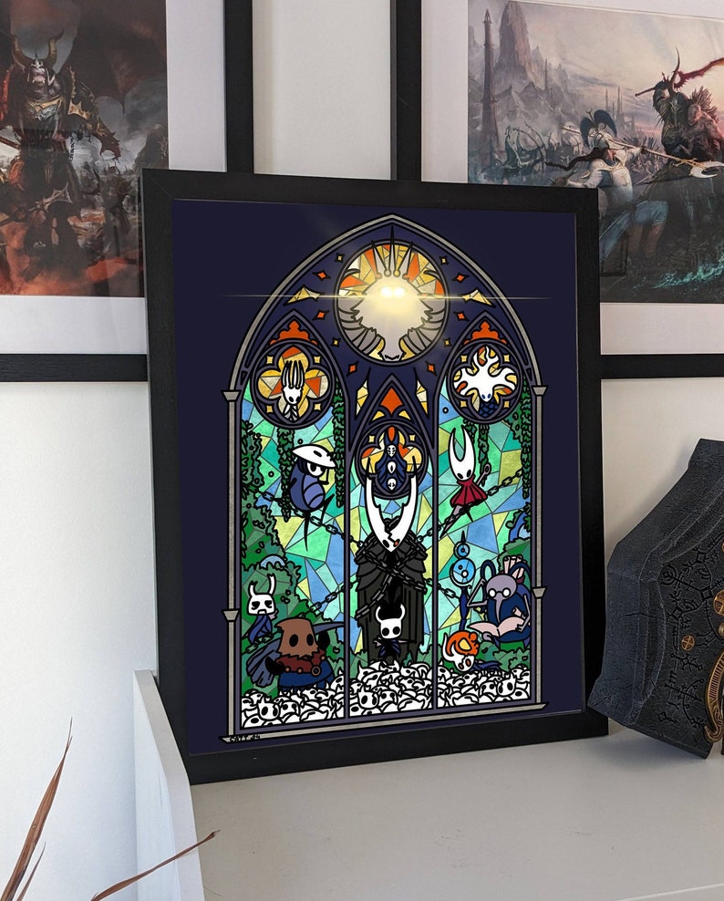 Illustrationstryck av Hollow Knight, indie-videospel, Silksong, The Knight Hornet Cornifer Quirrel Zote Cloth, silverstämpeltryck av bestruket papper A4 (210 x 297 mm)