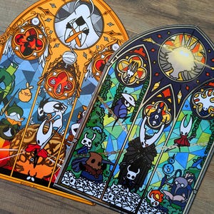Illustrationstryck av Hollow Knight, indie-videospel, Silksong, The Knight Hornet Cornifer Quirrel Zote Cloth, silverstämpeltryck av bestruket papper bild 4