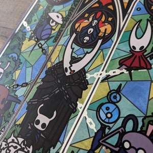 Illustrationstryck av Hollow Knight, indie-videospel, Silksong, The Knight Hornet Cornifer Quirrel Zote Cloth, silverstämpeltryck av bestruket papper bild 5
