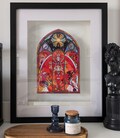Has Been Hotel illustration print, series show, Alastor Angel Dust Husk Lucifer Niffty Charlie Vaggie Lilith Sera Emily Adam, stained glass product logo