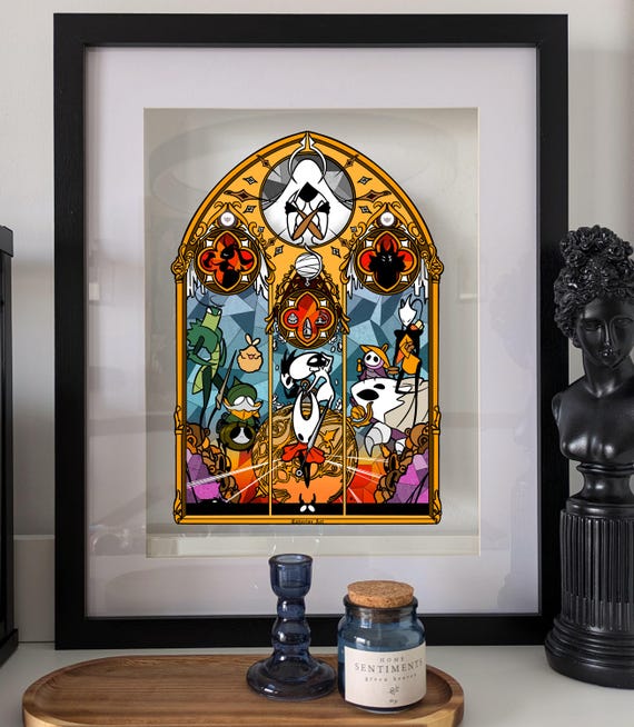 Hollow Knight, Silksong merch, Hornet Illustration Print, Hollow knight merch, stained glass, flea green prince Shakra Sherma Garmond