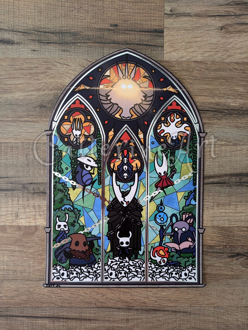 Illustrationstryck av Hollow Knight, indie-videospel, Silksong, The Knight Hornet Cornifer Quirrel Zote Cloth, silverstämpeltryck av bestruket papper bild 8