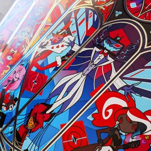 Has Been Hotel illustration print, series show, Alastor Angel Dust Husk Lucifer Niffty Charlie Vaggie Lilith Sera Emily Adam, stained glass image 11