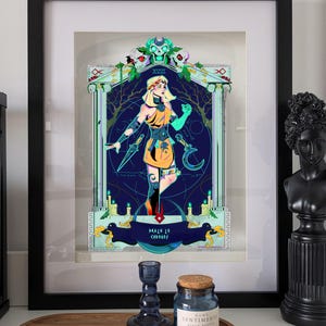 Illustrazione di Hades 2, videogioco, Mellinoe, Hades II Melinoë, mitologia greca di Chronos, carta patinata con stampa premium in lamina d'argento, dea