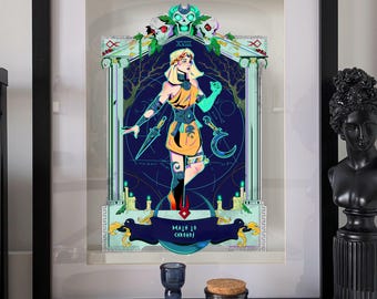 Illustration imprimée Hadès 2, jeu vidéo, Mellinoe, Hadès II Melinoë, Chronos mythologie grecque, impression premium feuille d'argent papier couché, déesse