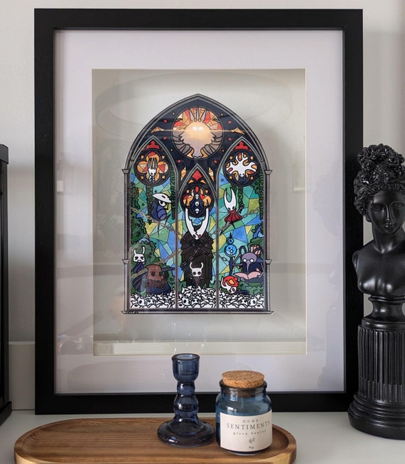 Hollow Knight illustration print, indie videogame, Silksong, The Knight Hornet Cornifer Quirrel Zote Cloth, silver stamp print coated paper