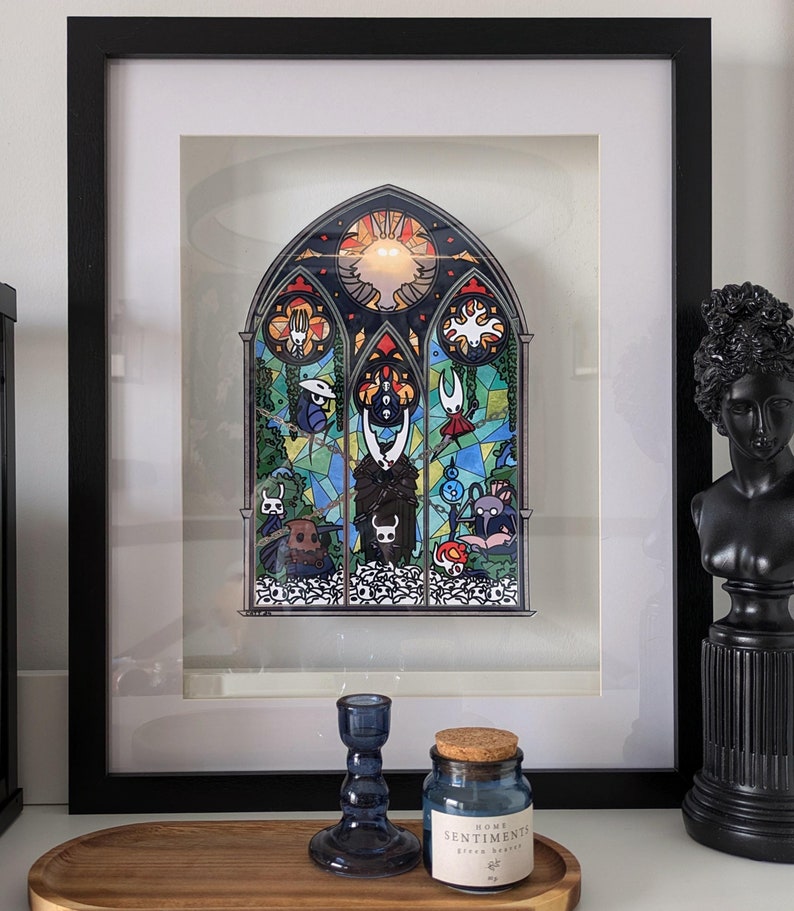 Illustrationstryck av Hollow Knight, indie-videospel, Silksong, The Knight Hornet Cornifer Quirrel Zote Cloth, silverstämpeltryck av bestruket papper Premium