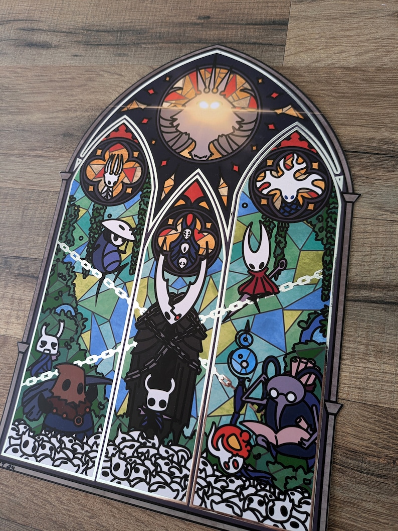 Illustrationstryck av Hollow Knight, indie-videospel, Silksong, The Knight Hornet Cornifer Quirrel Zote Cloth, silverstämpeltryck av bestruket papper bild 9