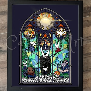 Illustrationstryck av Hollow Knight, indie-videospel, Silksong, The Knight Hornet Cornifer Quirrel Zote Cloth, silverstämpeltryck av bestruket papper A5 (148 x 210 mm)