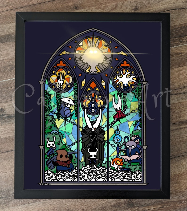 Illustrationstryck av Hollow Knight, indie-videospel, Silksong, The Knight Hornet Cornifer Quirrel Zote Cloth, silverstämpeltryck av bestruket papper A5 (148 x 210 mm)