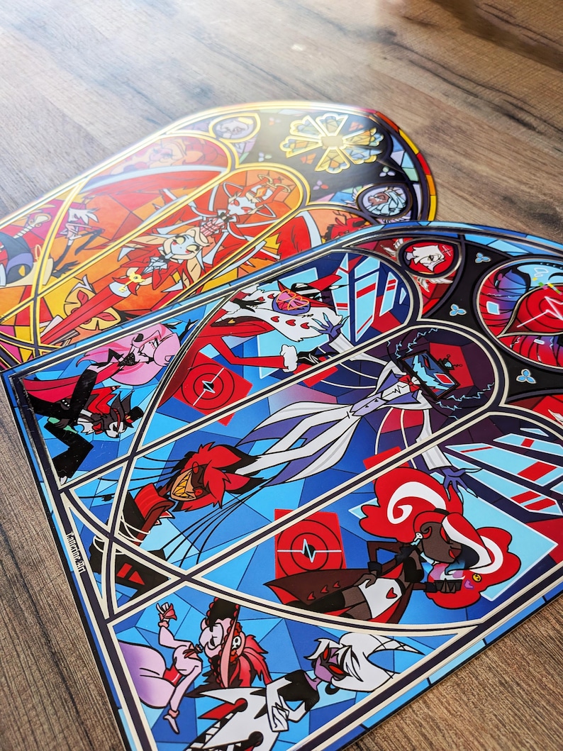 Has Been Hotel illustration print, series show, Alastor Angel Dust Husk Lucifer Niffty Charlie Vaggie Lilith Sera Emily Adam, stained glass image 10