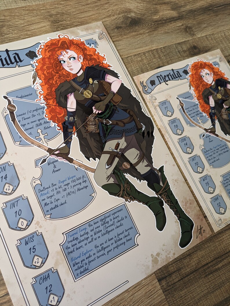 Disney Brave Merida Ranger Poster Illustration, D&D Character Sheet ...