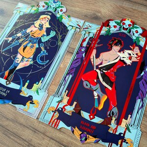 Hades illustration print, videogame, Zagreus, Chronos mythology greek, red foil premium print coated paper, god of blood darkness image 5
