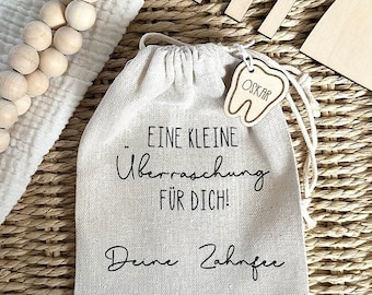 Tooth Fairy Gift Bag: Baby Tooth with Personalized Name / A Little Surprise from the Tooth Fairy