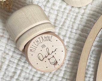 Milk tooth box with snap-on lid | Wooden box for milk teeth with secure rubber closure | Personalized tooth box for the tooth fairy