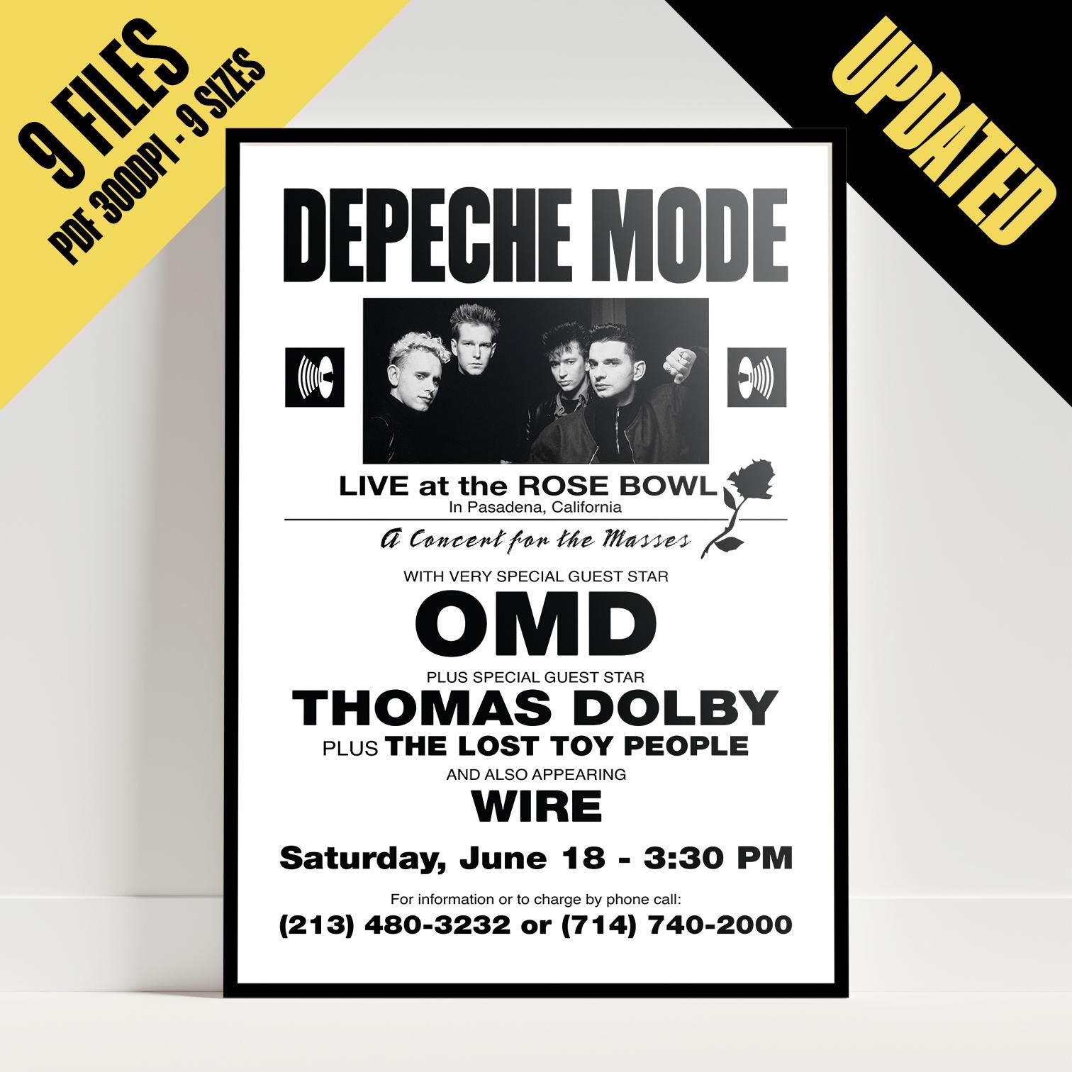 Depeche Mode 101 Rose Bowl Poster 1988 | Original Concert Flyer