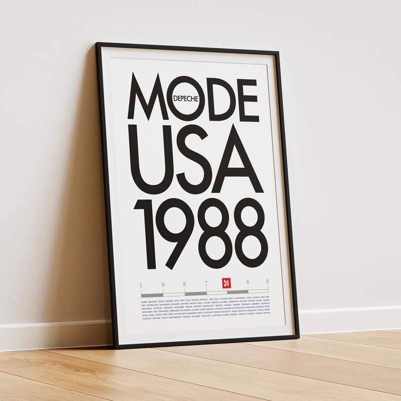 Depeche Mode 101 concert poster | vintage 80s synthpop wall decor in modern room mockup