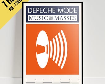 Depeche Mode poster: Muziek voor de massa | Digitale download, printbaar | Vintage concertposter uit 1987: New Wave | Retro muziekposter uit de jaren 80