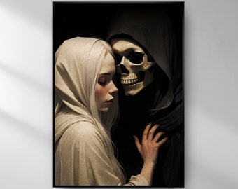 Beauty and the death Art Print / Skull Digital Poster Wall
