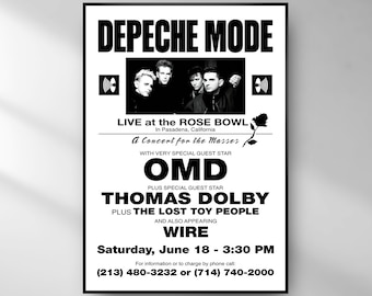 Depeche Mode 101 Rose Bowl Flyer Poster Replik / Depeche Mode Poster / Vintage