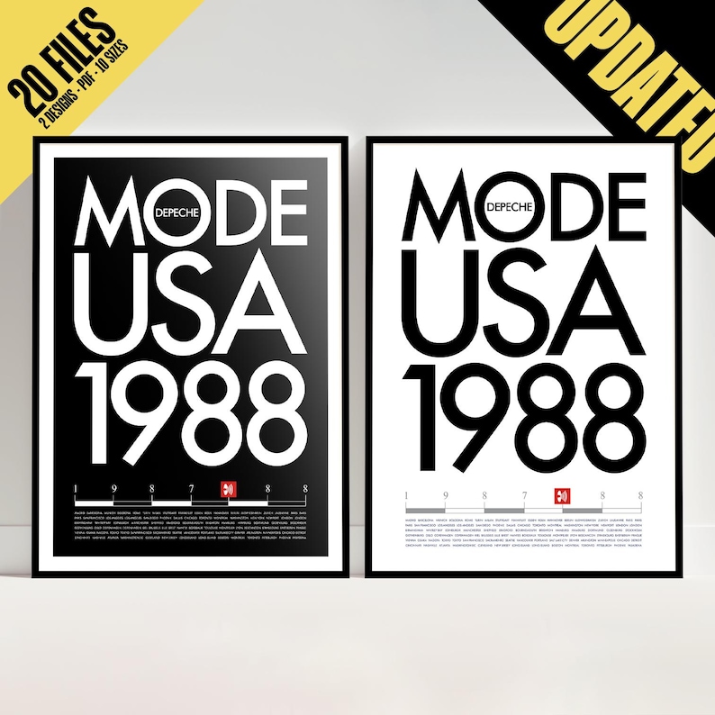 Depeche Mode 101 USA 1988 tour poster replica | iconic Rose Bowl concert artwork | high-quality digital PDF download