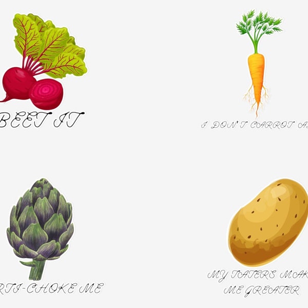 Funny Vegetable Stickers, Plant Lover Gift, Vegetable Plant Puns, Nature Sticker, Laptop Stickers, Tumbler Sticker Pack