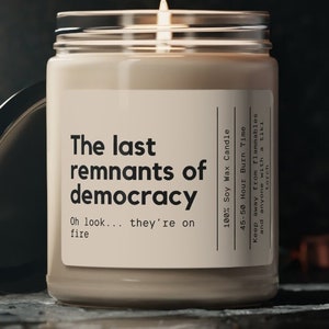 The Last Remnants of Democracy Candle, Home Soy Wax Candle, Funny Candle for Democrats, Liberals, Women, Reproductive Rights Candle
