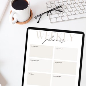 Digital Planner, Minimalist planner, Weekly, Daily, To do list, That girl. Productivity, Organisation, Beige, Cream, Work, Ipad, PDF
