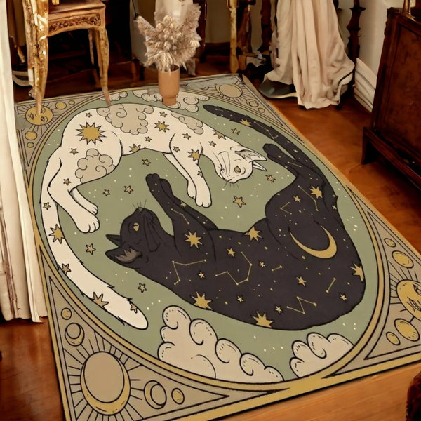 Witches Moon Tarot Mystery Totem Floor Mat - Anti-slip, Absorbent, Long Strip Cushion for Bathroom, Bedroom, and Welcome Doormat