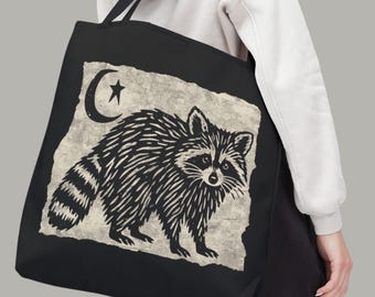 Raccoon & Moon Tote Bag