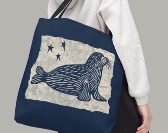 Harbor Seal & Stars Tote Bag