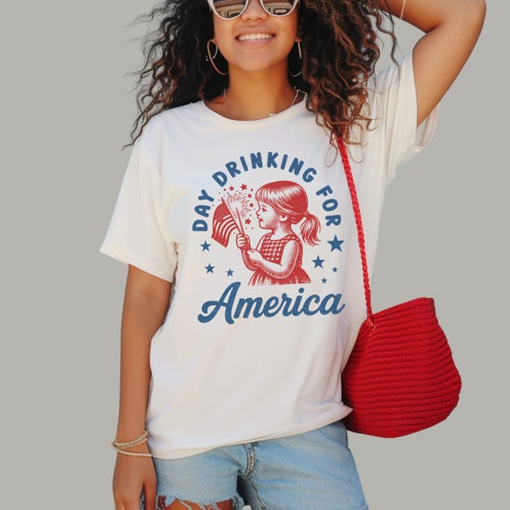 Funny 4th of July Party Tee | Day Drinking For America Shirt