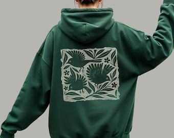 Boho Three Little Birds Hoodie | Linocut Style Sweatshirt