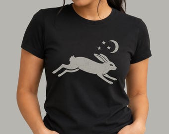 Women's Celestial Hare Tee | Mystical Moon Rabbit Shirt