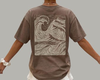 Vintage Ocean Sea Shirt, Comfort Colors, 90s Screen Print Waves