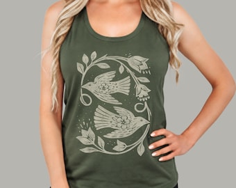 Botanical Birds Racerback Tank