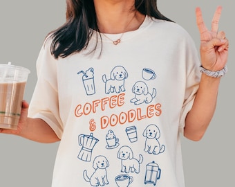 Coffee & Doodles Tee | Goldendoodle Dog Lover