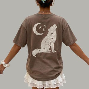 Celestial Wolf & Moon Tee | Mystical Wolf Shirt