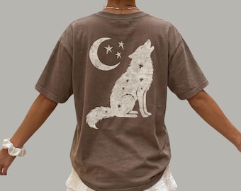 Celestial Wolf & Moon Tee | Mystical Wolf Shirt